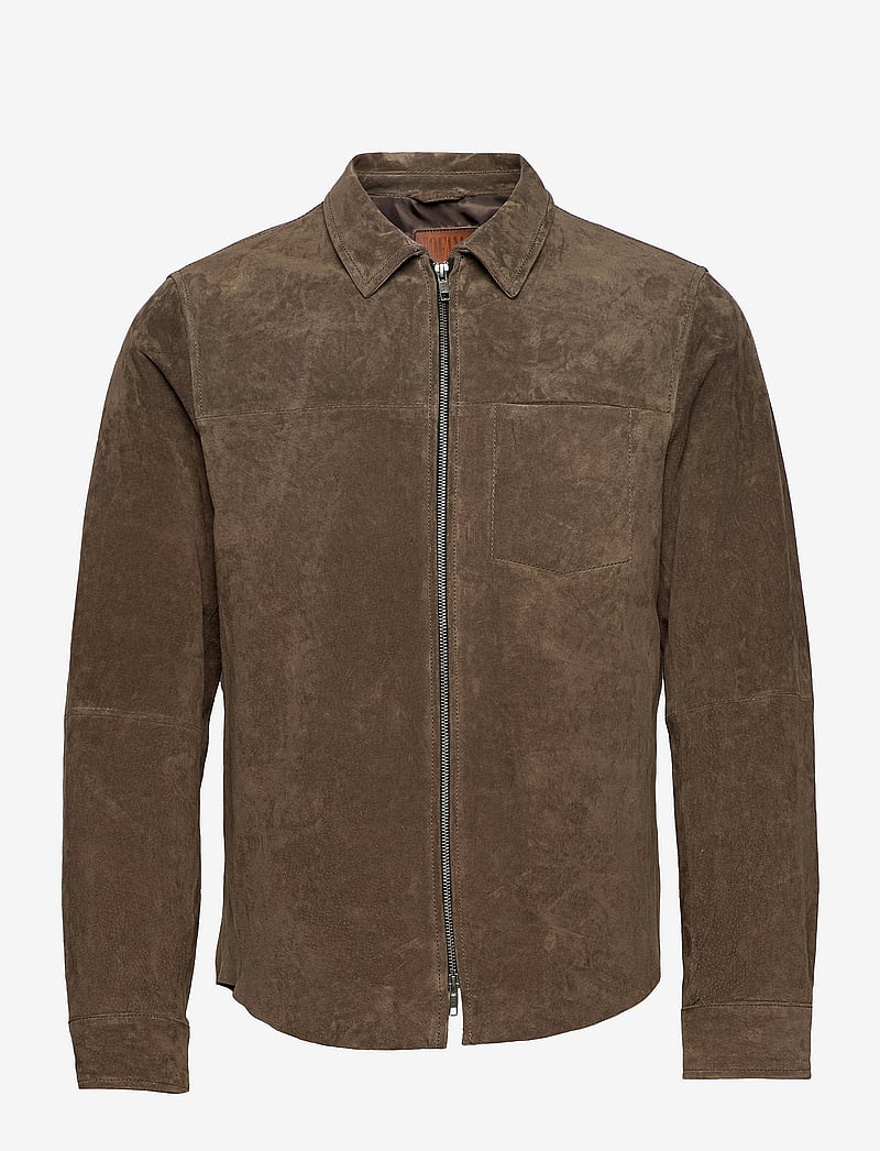 Jofama - Clark Zipped Suede Shirt Jacke - høstjakker - tobacco - 0