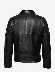 Jofama - Brice Belted Leather Jacket - vårjackor - black - 1