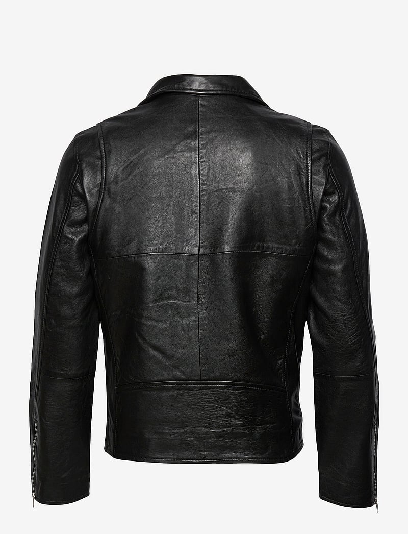 Jofama - Brice Belted Leather Jacket - höstjackor - black - 2