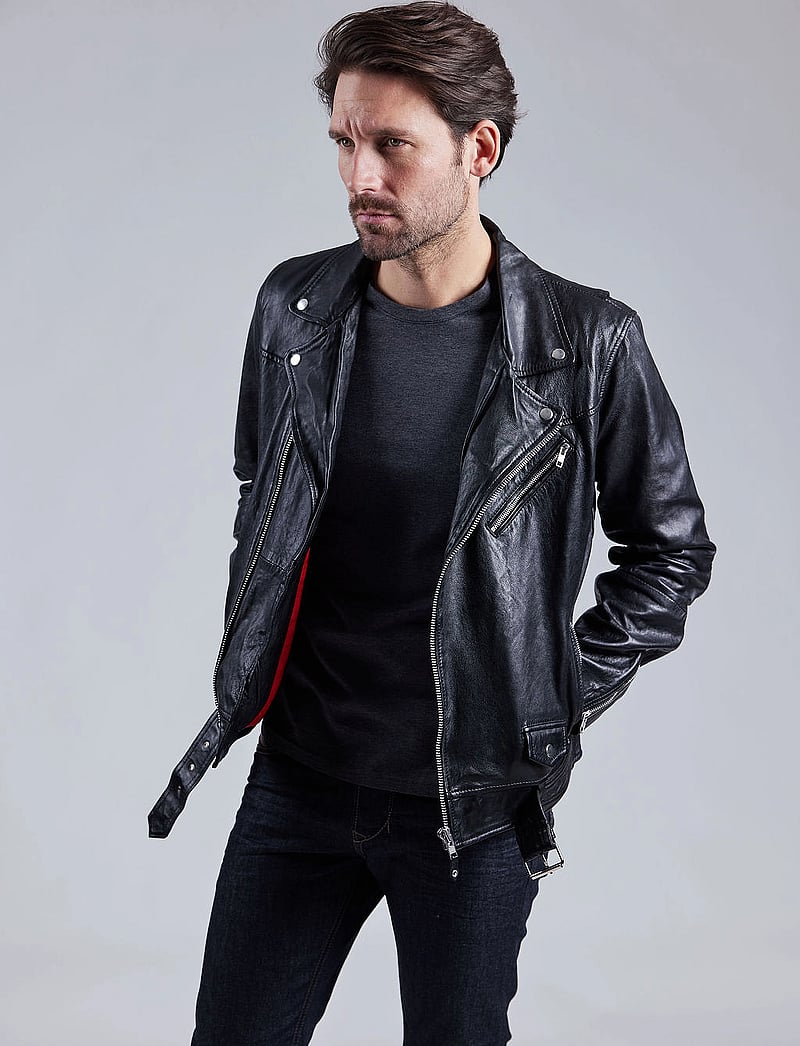 Jofama - Brice Belted Leather Jacket - höstjackor - black - 3