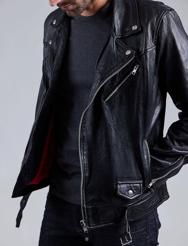 Jofama - Brice Belted Leather Jacket - höstjackor - black - 4