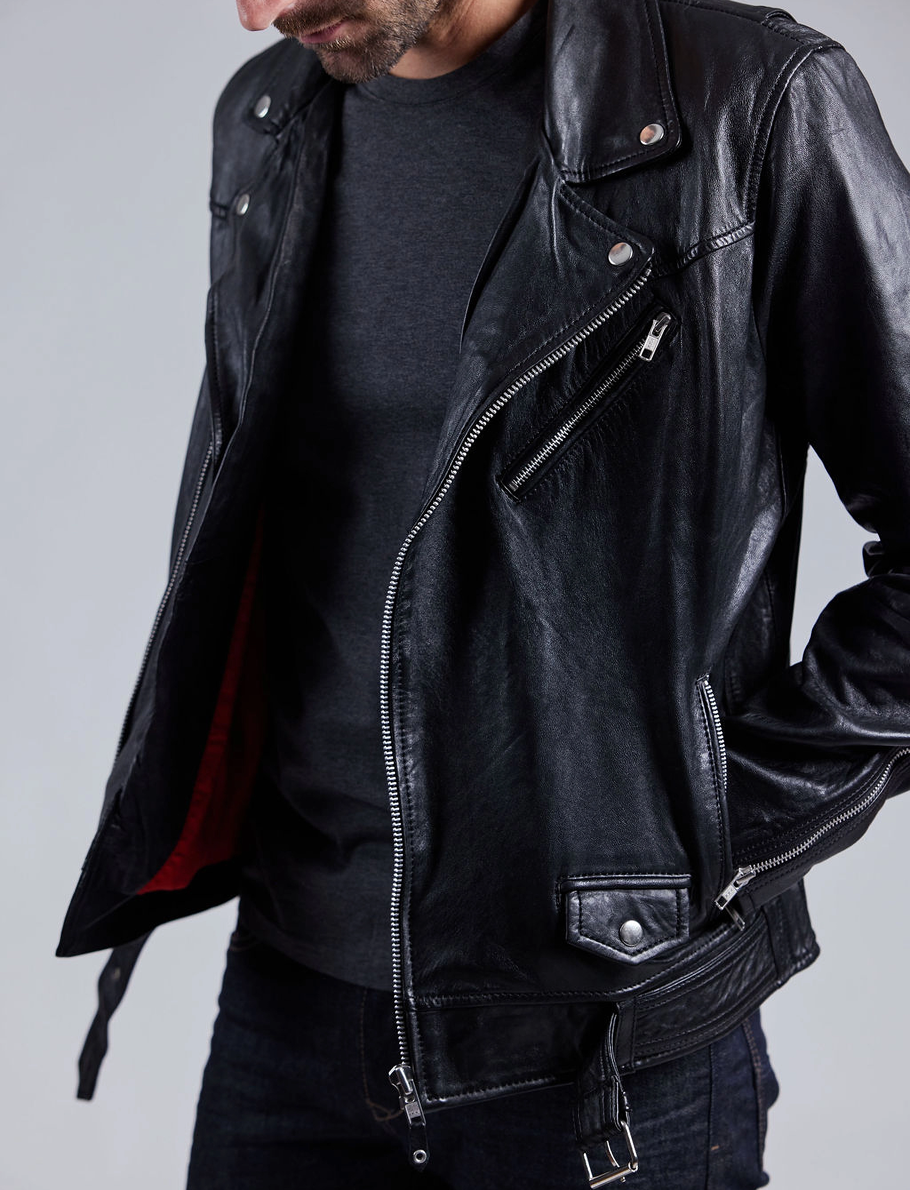 Jofama - Brice Belted Leather Jacket - black - 4