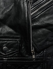 Jofama - Brice Belted Leather Jacket - spring jackets - black - 3