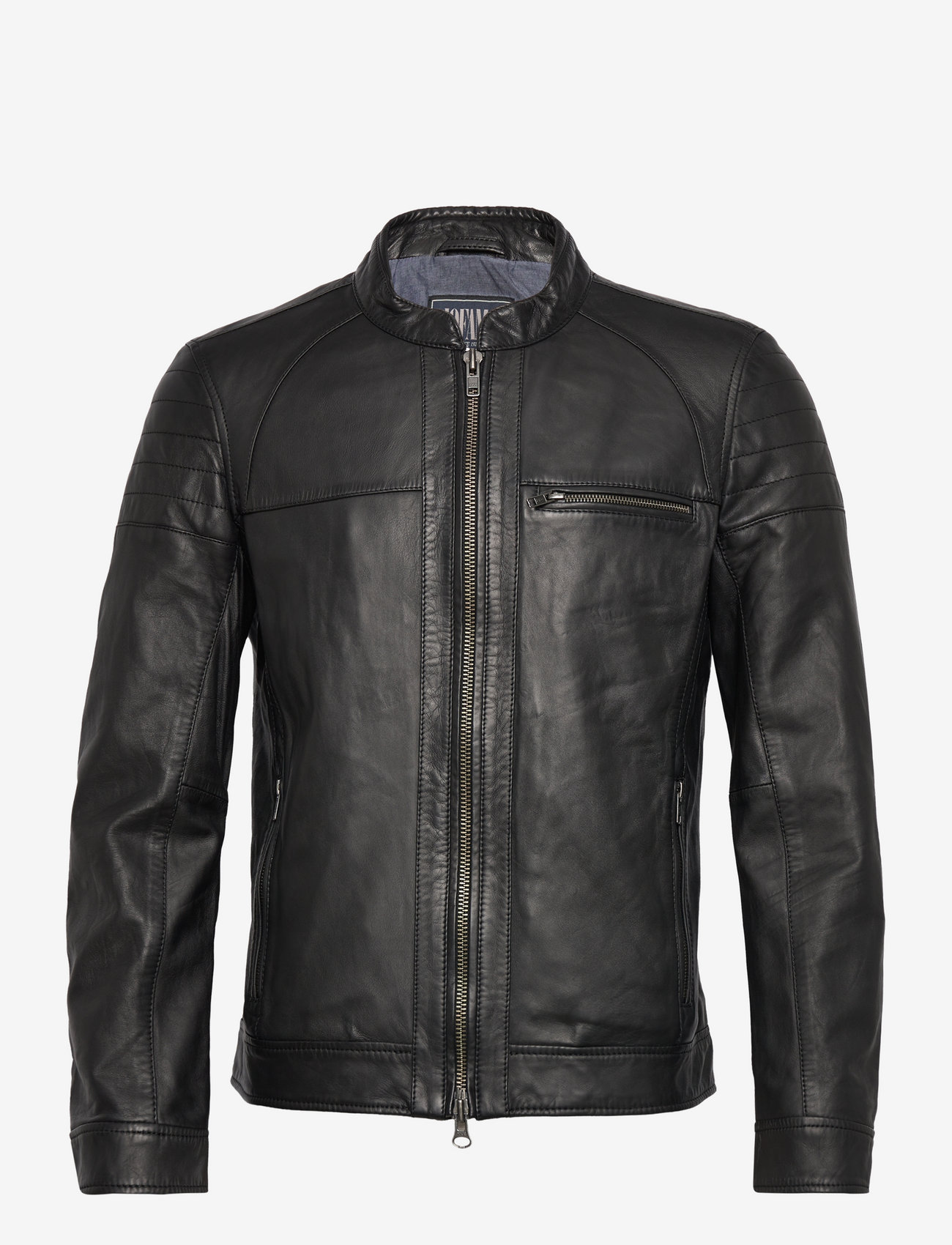 Jofama - Costner Zipped Leather Jacket - höstjackor - black - 1