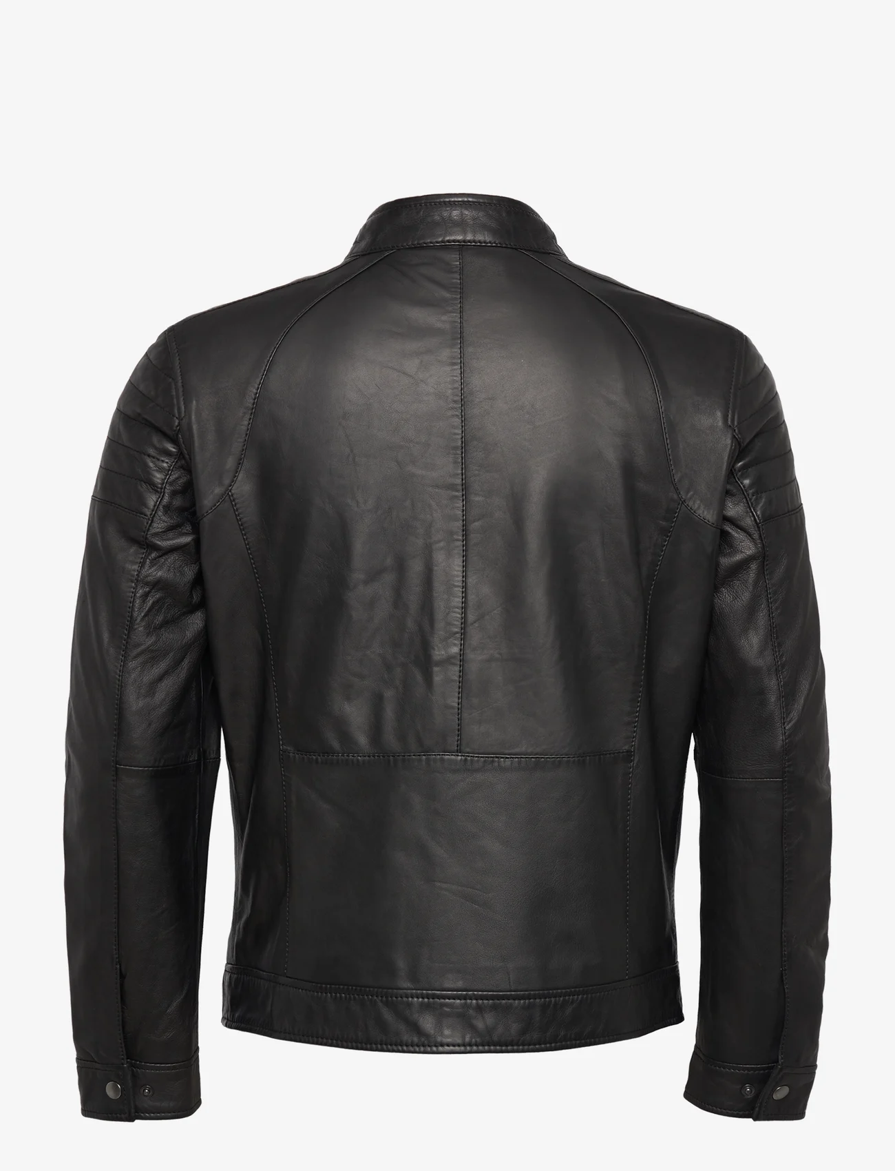 Jofama - Costner Zipped Leather Jacket - frühlingsjacken - black - 1