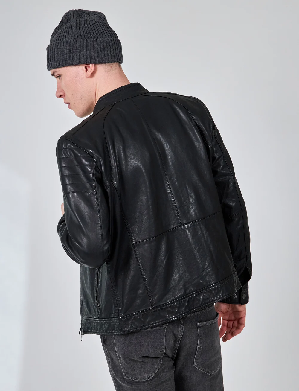 Jofama - Costner Zipped Leather Jacket - efterårsjakker - black - 3