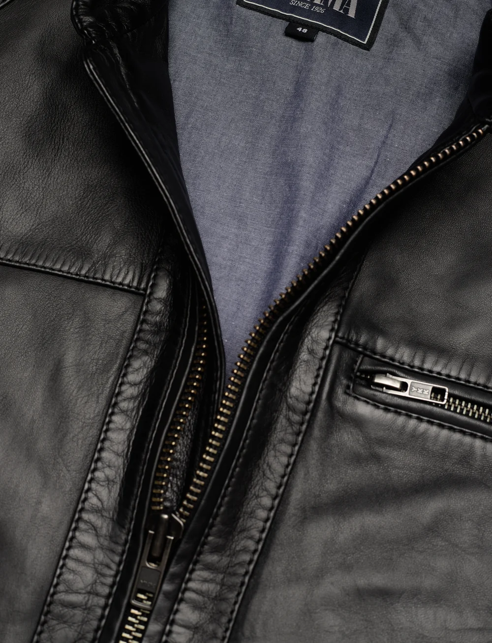 Jofama - Costner Zipped Leather Jacket - efterårsjakker - black - 4