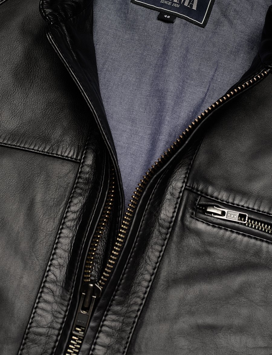 Jofama - Costner Zipped Leather Jacket - black - 4