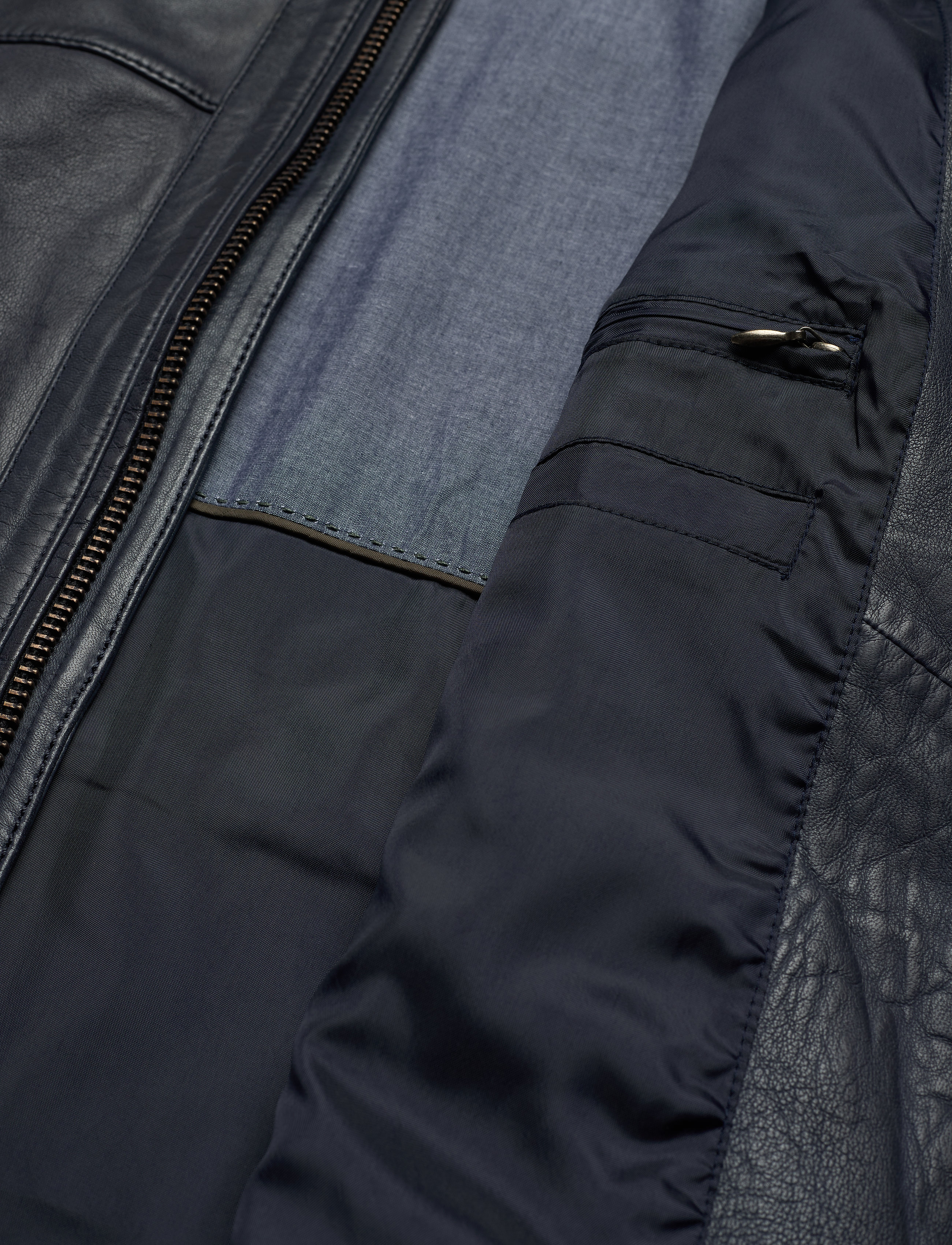 Jofama - Costner Zipped Leather Jacket - navy - 5
