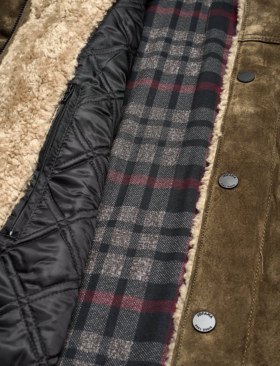 Jofama - Sam Shearling Jean Jacket - fall jackets - olive - 4