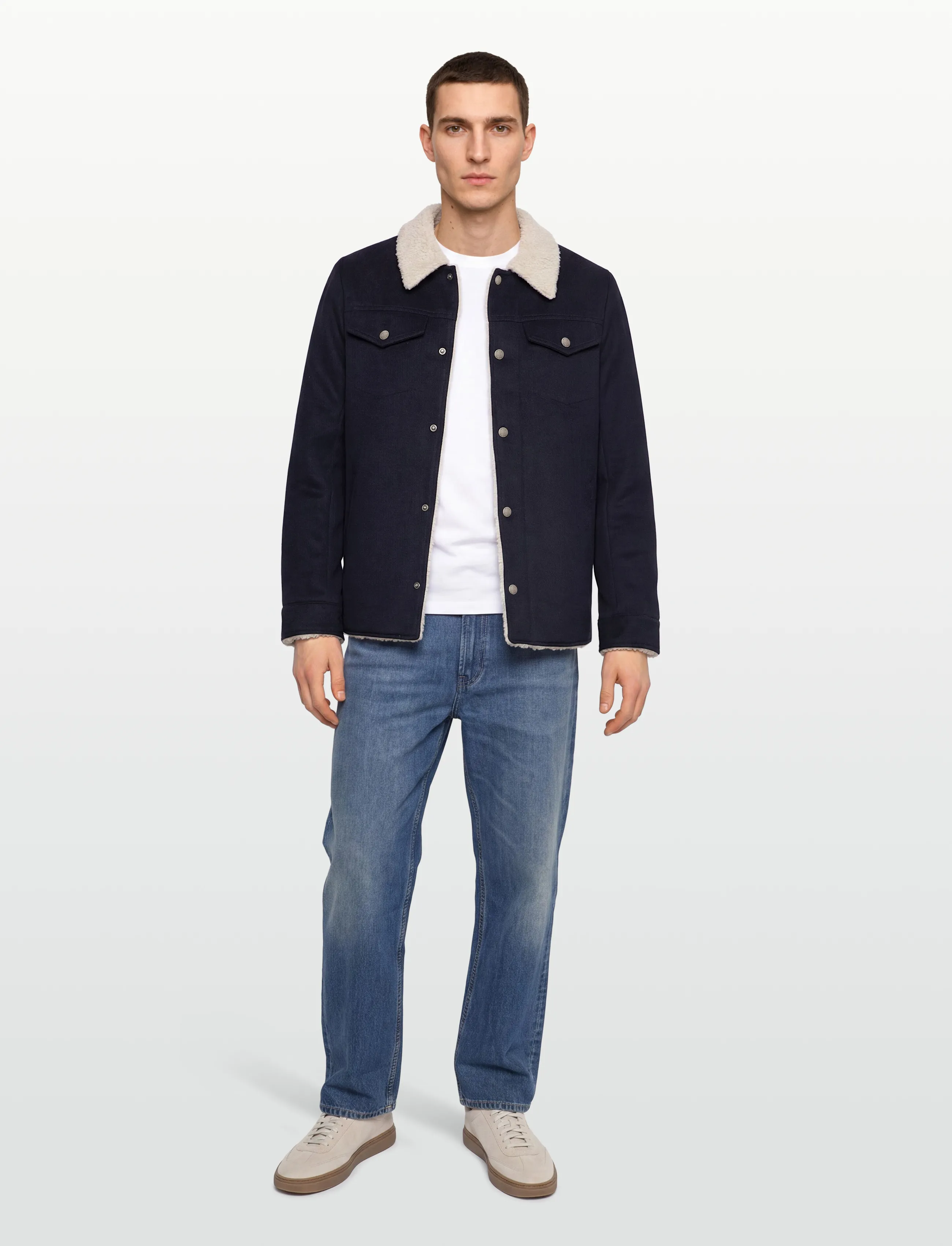 Jofama Harvey Wool Trucker Jacket, 60, Jackets, Marineblau - Light Männerswear
