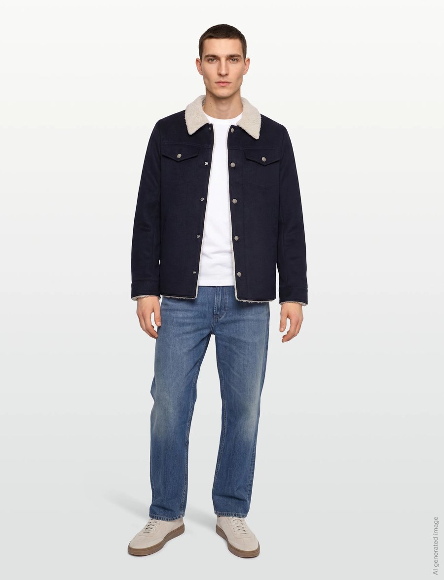 Jofama - Harvey Wool Trucker Jacket - jakker - navy - 0