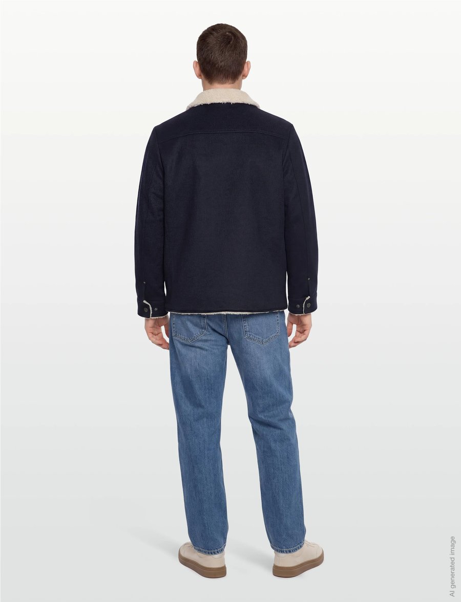 Jofama - Harvey Wool Trucker Jacket - jakker - navy - 4