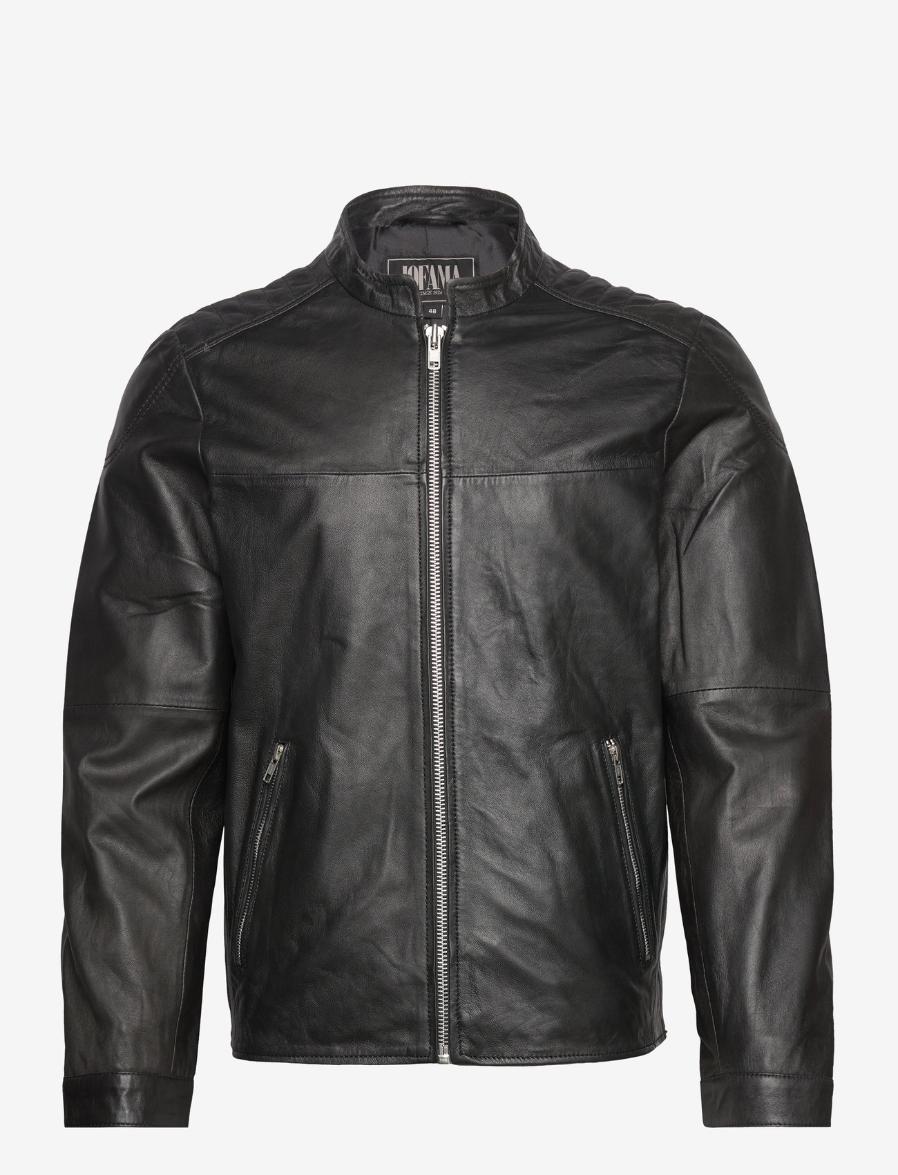 Jofama - Adam Zipped Leather Jacket - höstjackor - black - 1