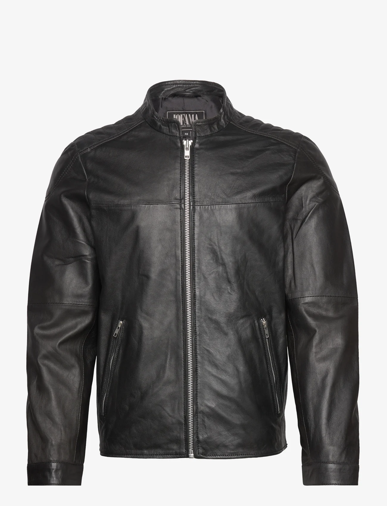 Jofama - Adam Zipped Leather Jacket - forårsjakker - black - 0