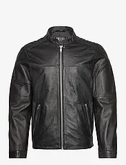Jofama - Adam Zipped Leather Jacket - pavasarinės striukės - black - 0
