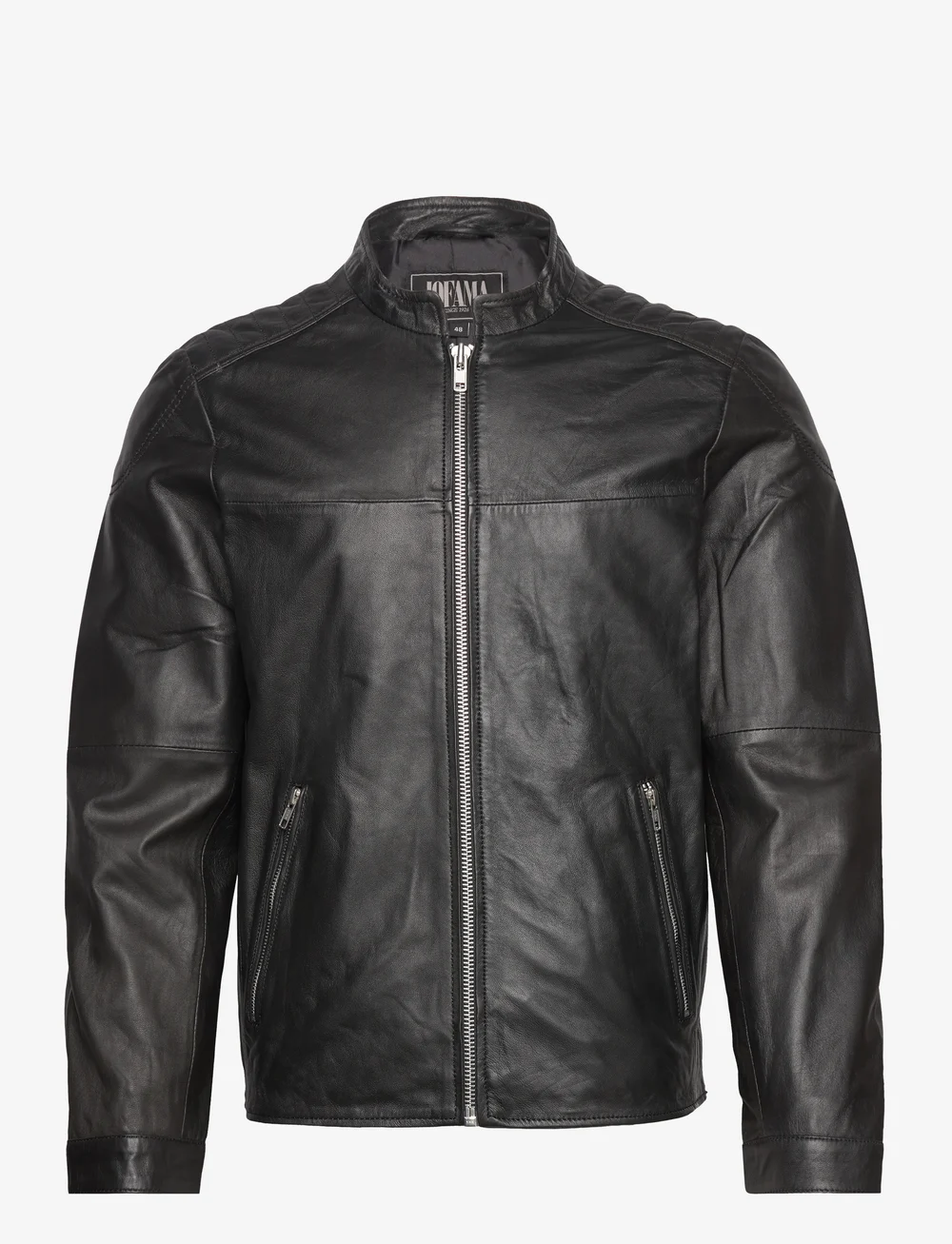 Jofama - Adam Zipped Leather Jacket - efterårsjakker - black - 1