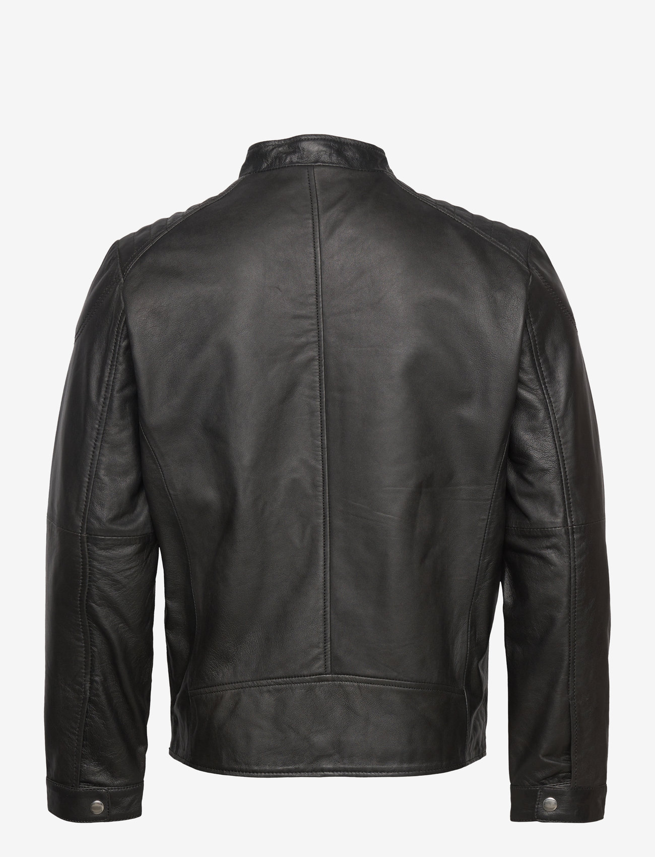Jofama - Adam Zipped Leather Jacket - höstjackor - black - 2