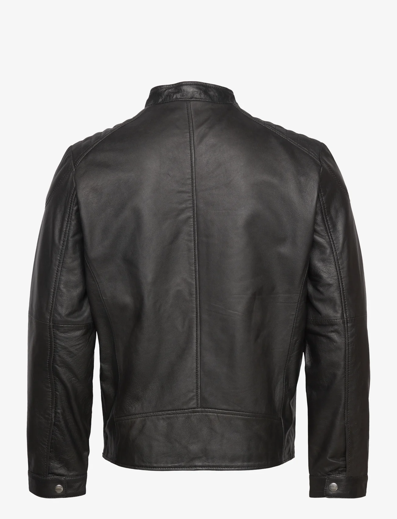 Jofama - Adam Zipped Leather Jacket - spring jackets - black - 1