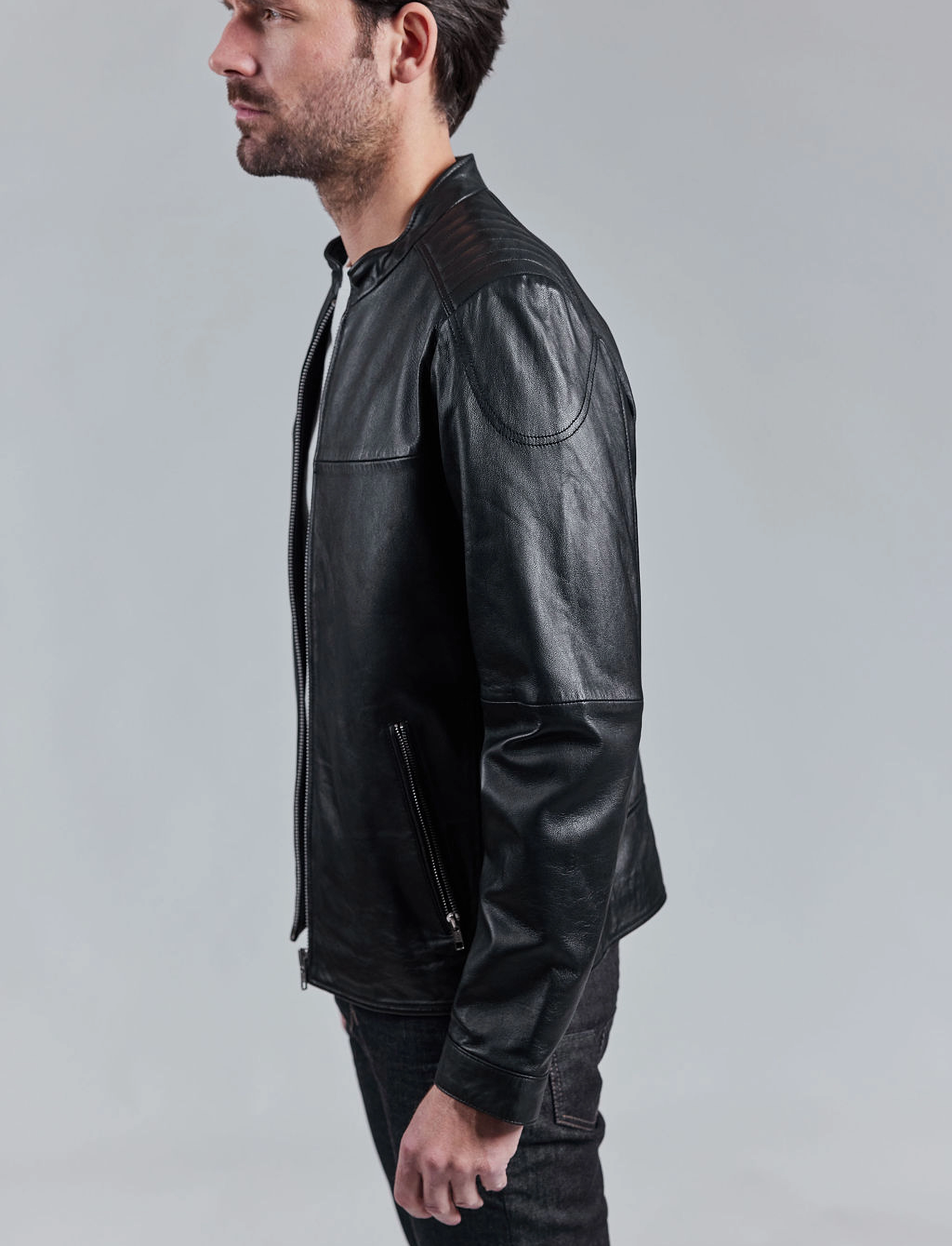 Jofama - Adam Zipped Leather Jacket - black - 4