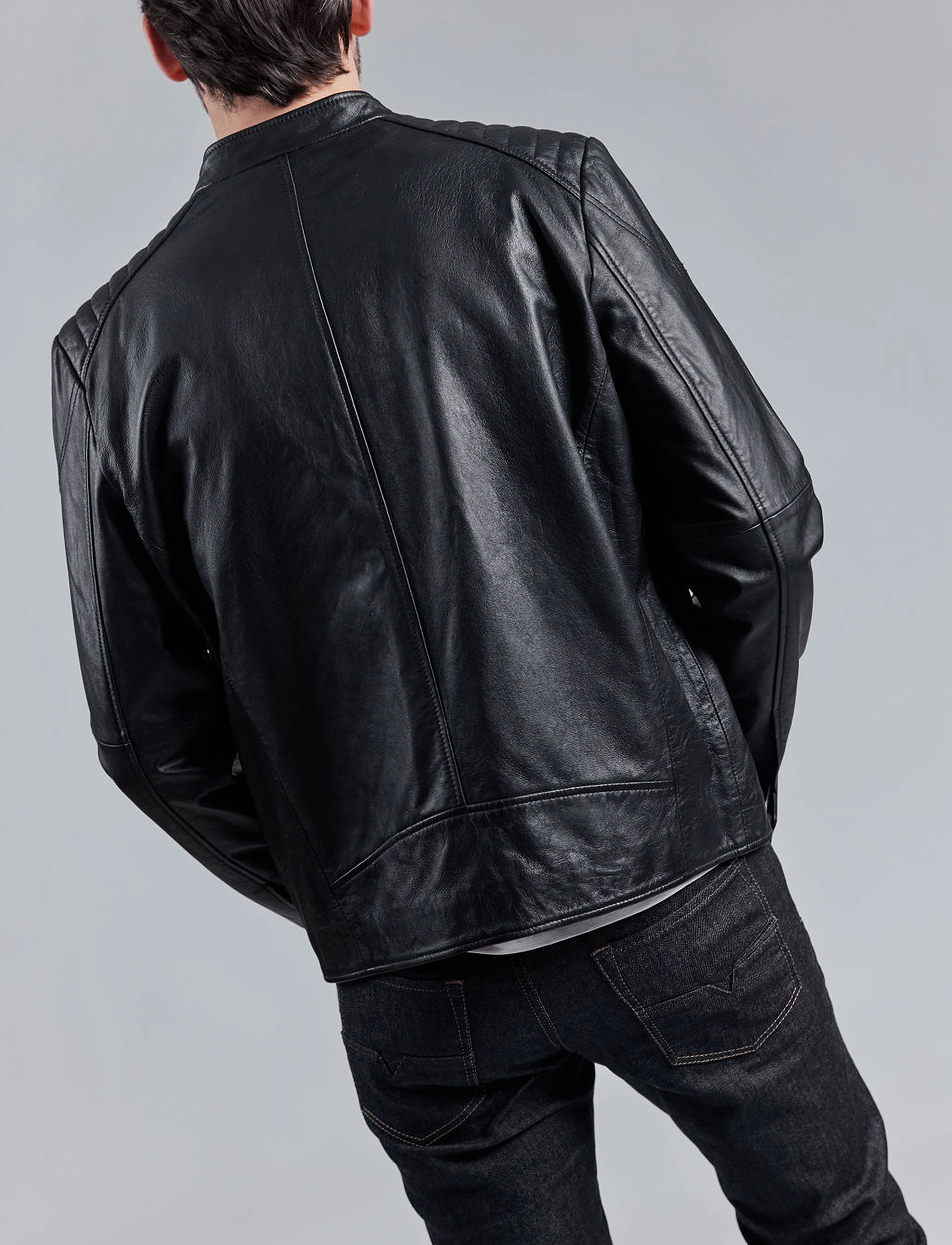 Jofama - Adam Zipped Leather Jacket - black - 5