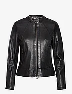 Diora Classic Leather Jacket - BLACK