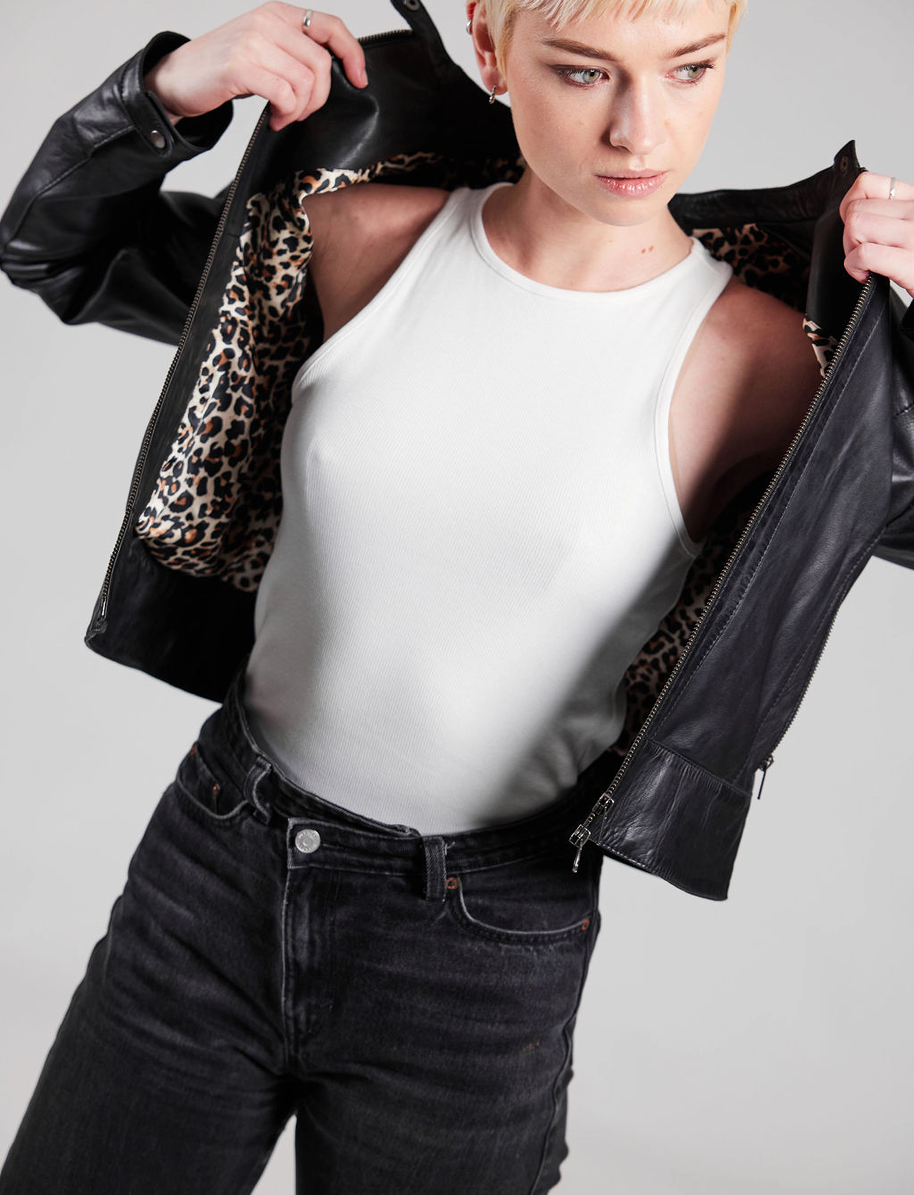Jofama - Diora Classic Leather Jacket - black - 3