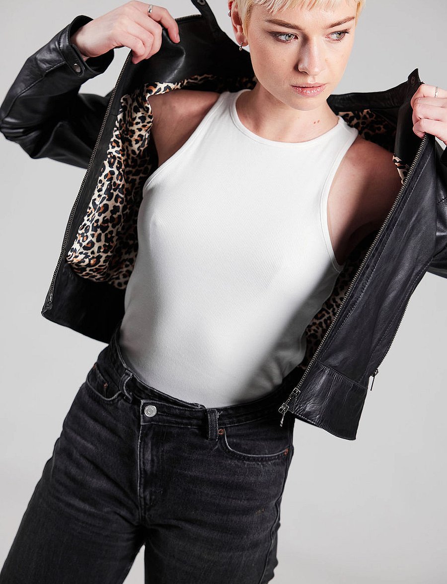 Jofama - Diora Classic Leather Jacket - black - 3