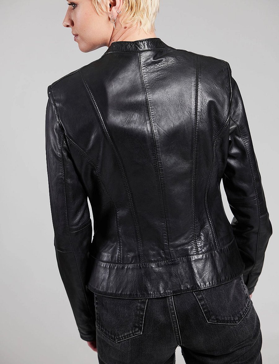 Jofama - Diora Classic Leather Jacket - black - 5