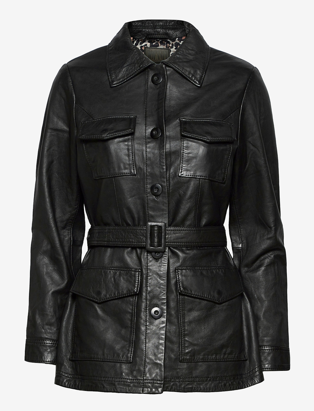 Michelle Midi Leather Jacket - BLACK