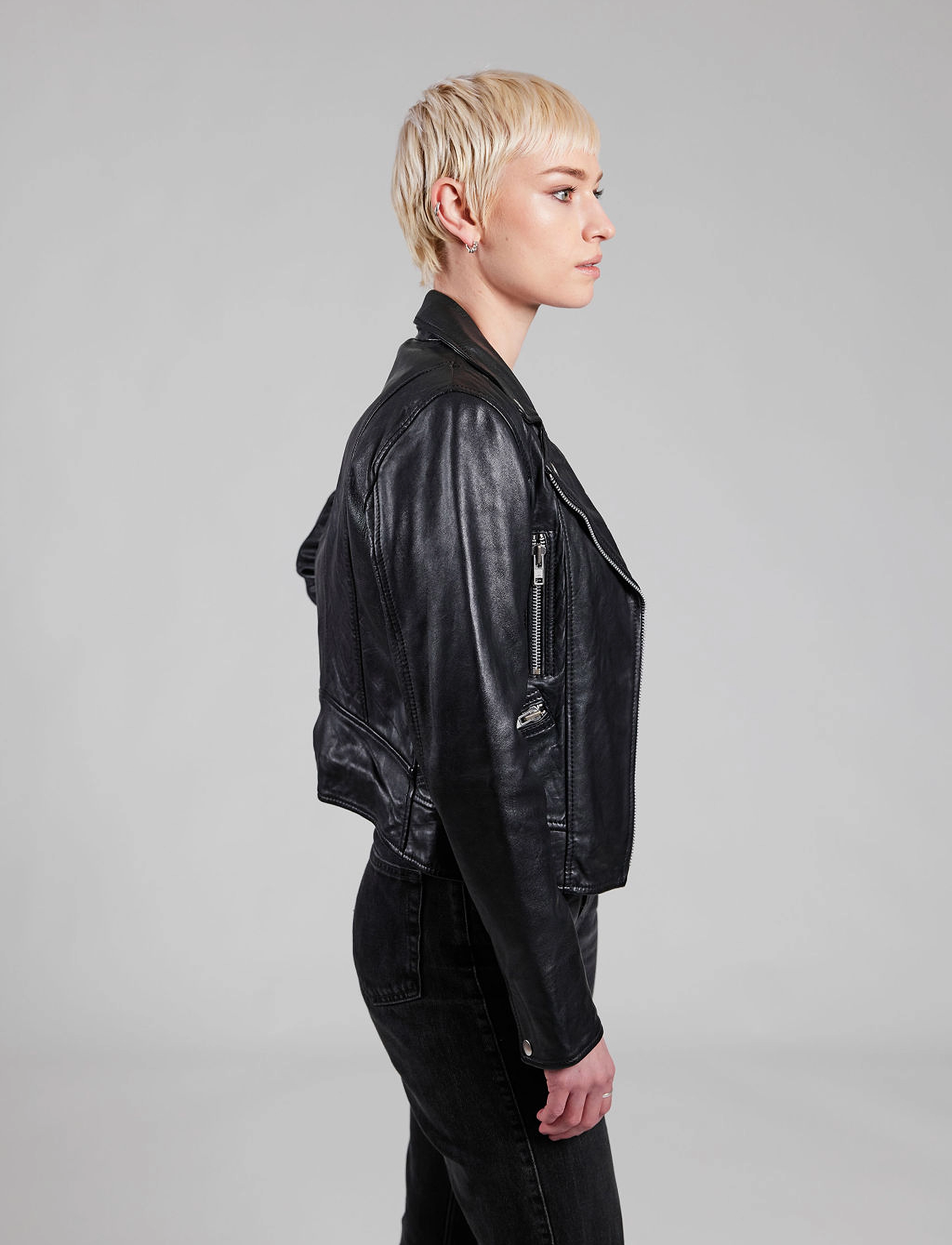Jofama - Kaley Leather Biker - overtøj - black - 3