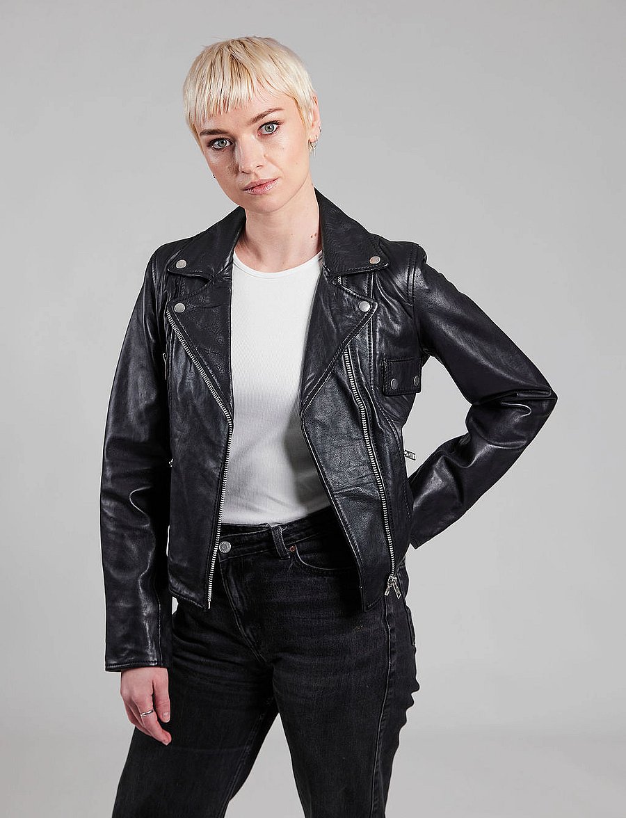 Jofama - Kaley Leather Biker - forårsjakker - black - 5