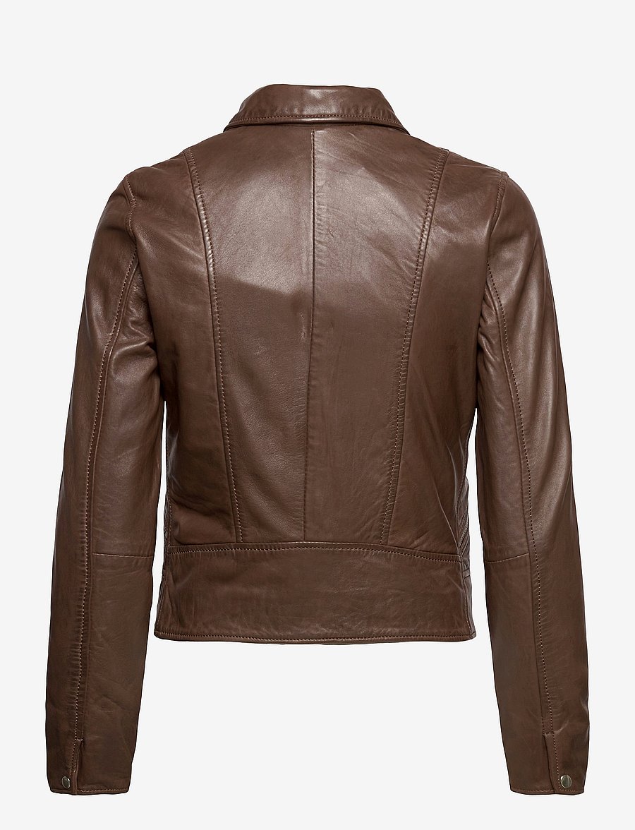 Jofama - Kaley Leather Biker - vårjackor - brownie - 1
