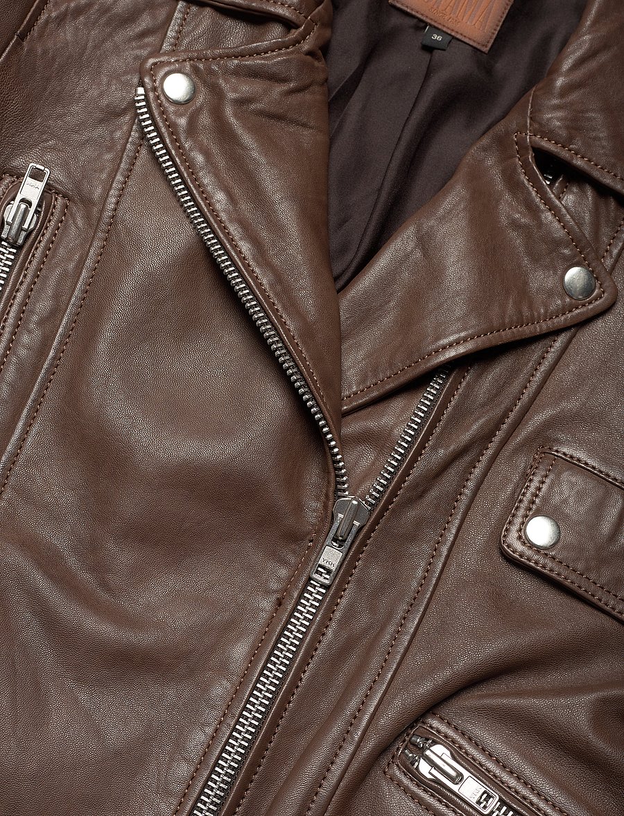Jofama - Kaley Leather Biker - vårjackor - brownie - 2