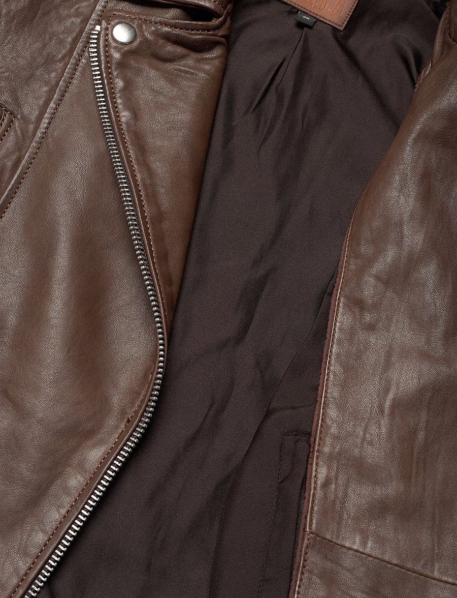 Jofama - Kaley Leather Biker - vårjackor - brownie - 4