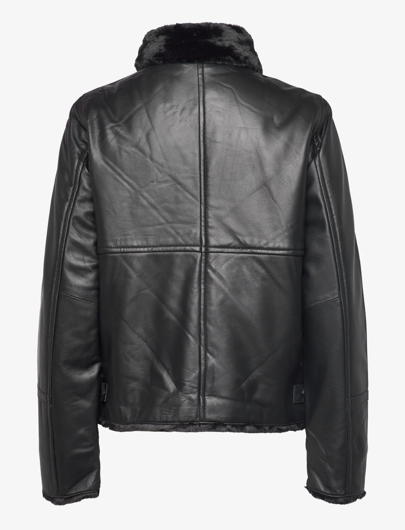 Jofama - Alice Leather Bomber Jacket - spring jackets - black - 1