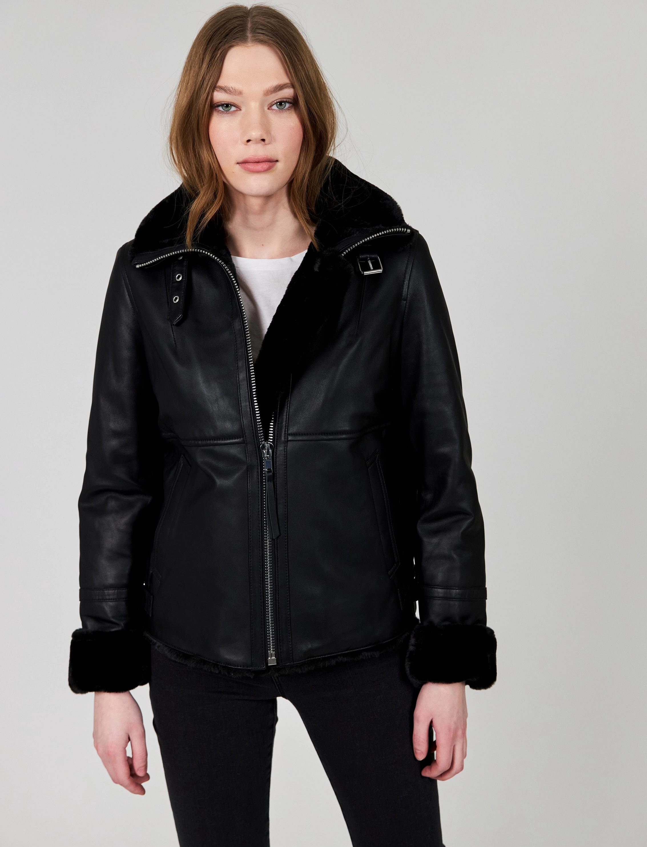 Jofama - Alice Leather Bomber Jacket - black - 3
