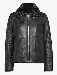 Jofama - Alice Leather Bomber Jacket - spring jackets - black - 2