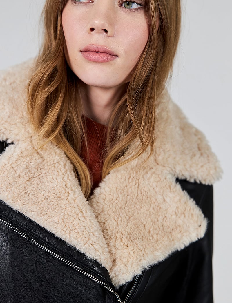 Jofama - Bea Shearling Leather Biker - lederjacken - black - 5