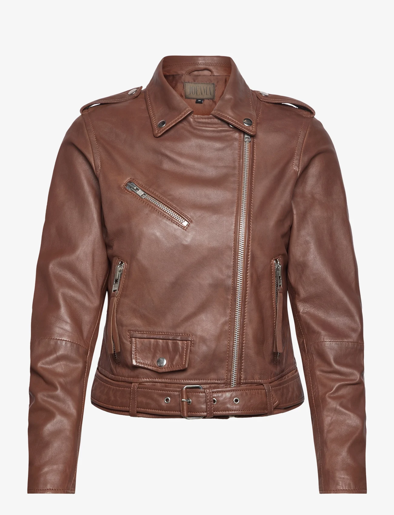 Jofama - Rachel Leather Biker - spring jackets - cognac - 0