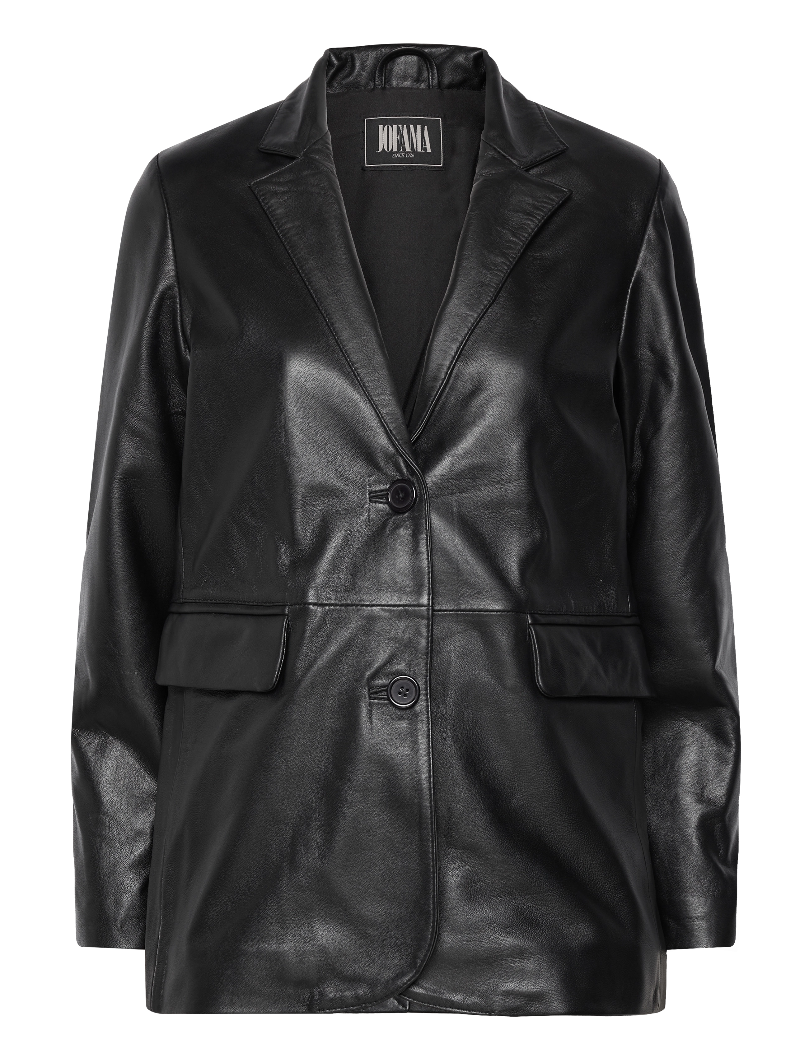 Emma Leather Blazer - BLACK
