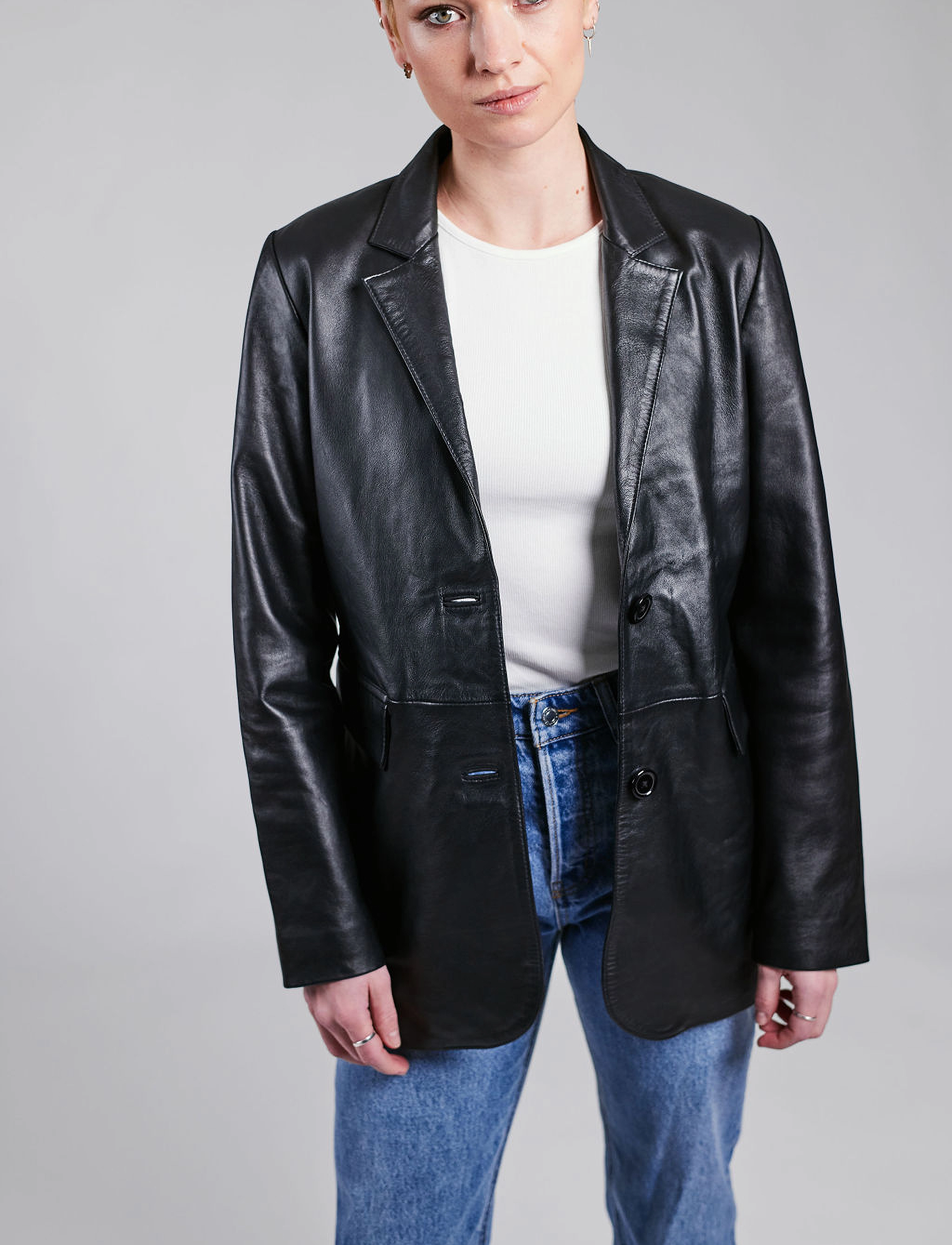 Jofama - Emma Leather Blazer - black - 3