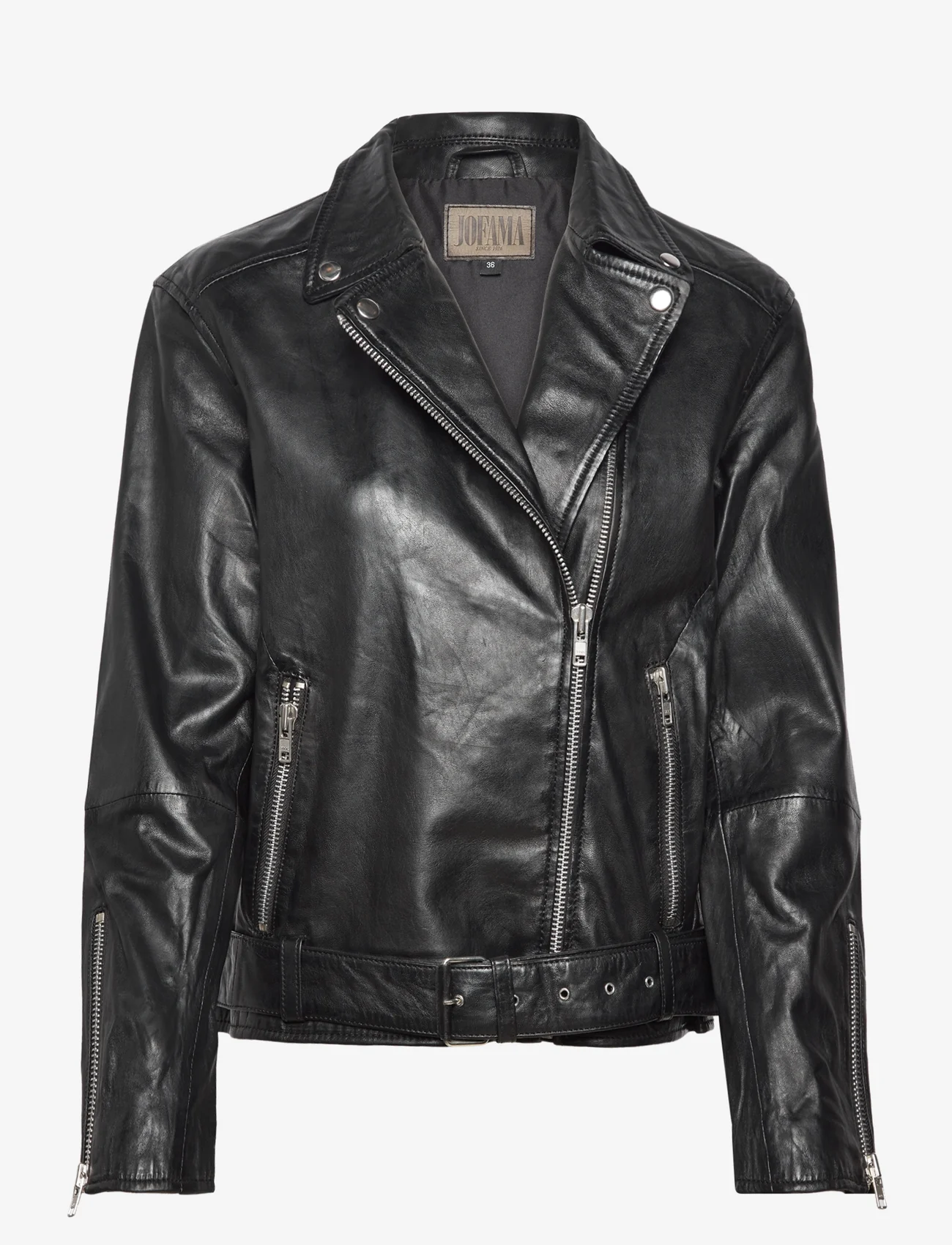 Jofama - Tessa Belted Oversized Biker - spring jackets - black - 0
