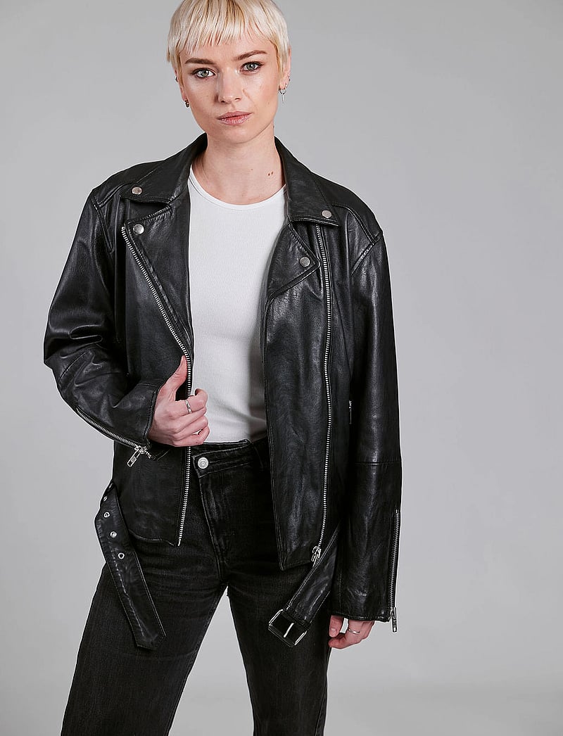 Jofama - Tessa Belted Oversized Biker - skinnjackor - black - 0