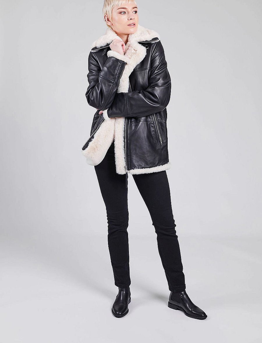 Jofama - Debbie Shearling Jacket - frühlingsjacken - black - 0