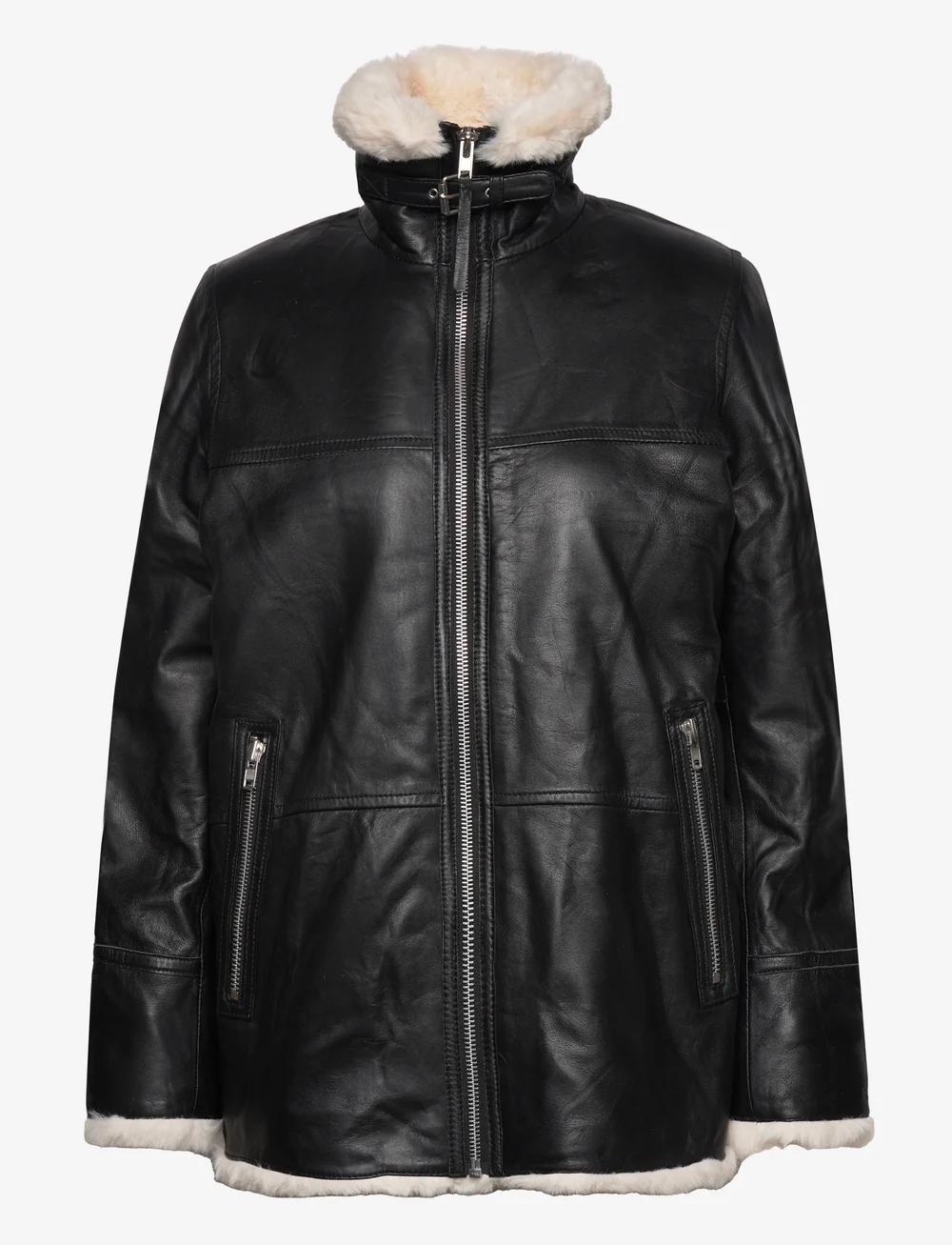 Jofama - Debbie Shearling Jacket - læderjakker - black - 3