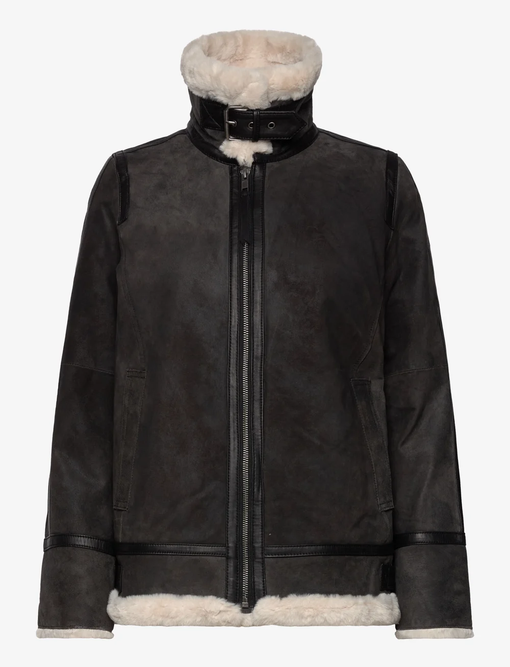 Jofama - Lydia Shearling Jacket - nahktagid - graphite - 1