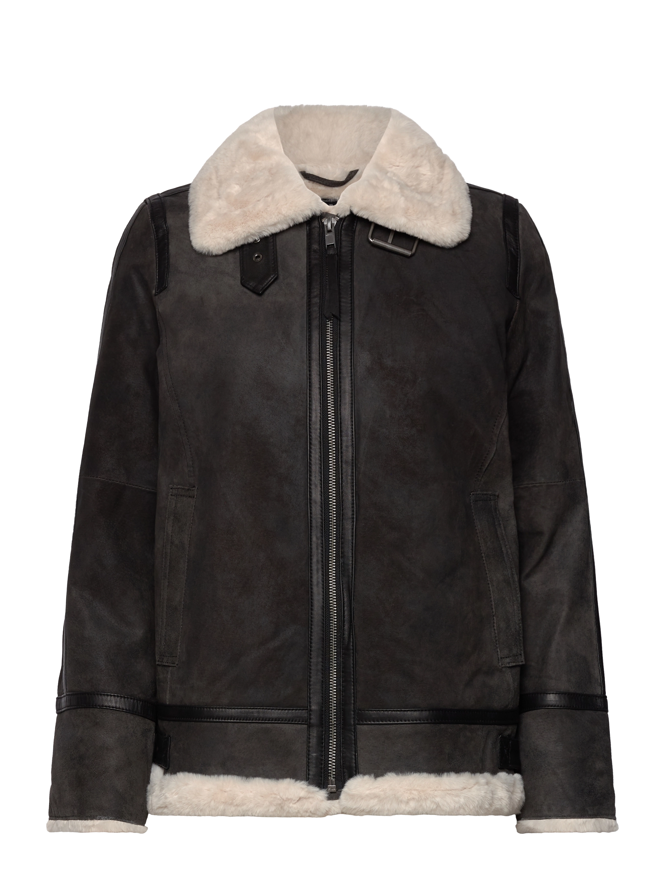 Jofama - Lydia Shearling Jacket - kurtki skórzane - graphite - 2