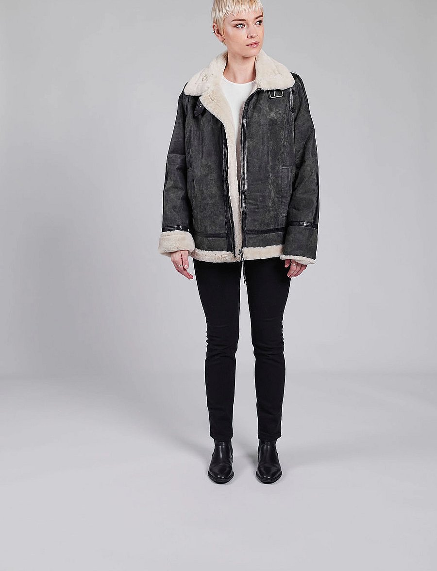 Jofama - Lydia Shearling Jacket - frühlingsjacken - graphite - 0