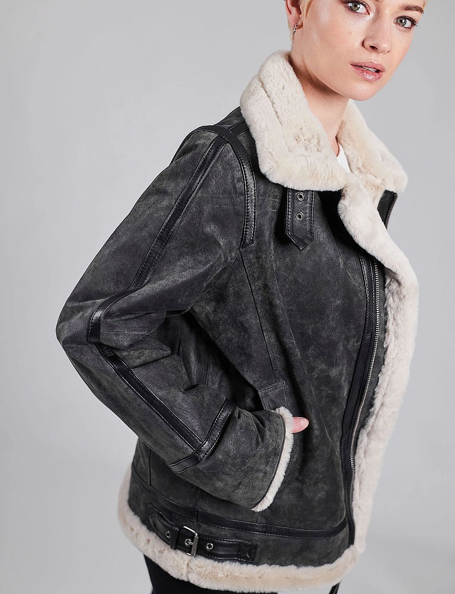 Jofama - Lydia Shearling Jacket - frühlingsjacken - graphite - 4